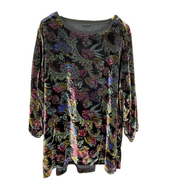 John Mark 1X‎ Velvet Paisley Pullover Top – Long Sleeve, Boat Neck, Hologram - Picture 1 of 8